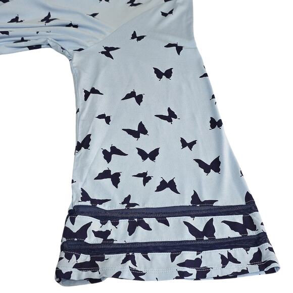 Belle by Kim Gravel Womens Sz 1X Blue Butterfly Stretchy Lace Bell Sleeve Top - Picture 5 of 11